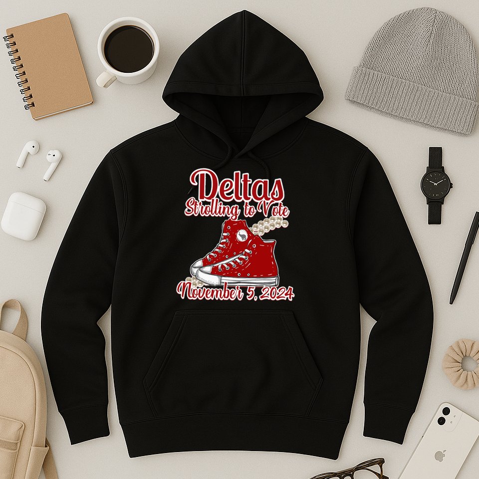 Deltas Strolling To Vote November 5 2024 Chucks And Pearls Hoodie