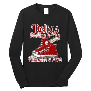 Deltas Strolling To Vote November 5 2024 Chucks And Pearls Long Sleeve Shirt