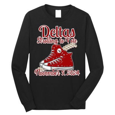 Deltas Strolling To Vote November 5 2024 Chucks And Pearls Long Sleeve Shirt