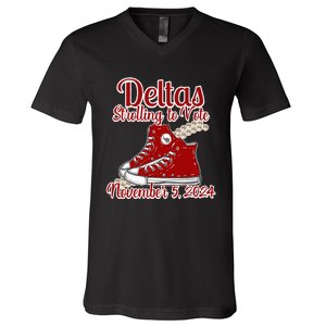 Deltas Strolling To Vote November 5 2024 Chucks And Pearls V-Neck T-Shirt