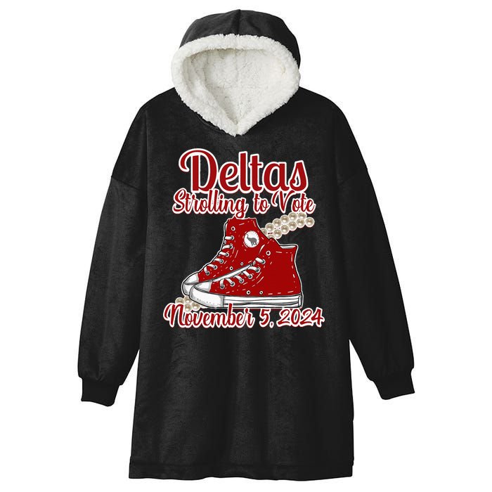 Deltas Strolling To Vote November 5 2024 Chucks And Pearls Hooded Wearable Blanket