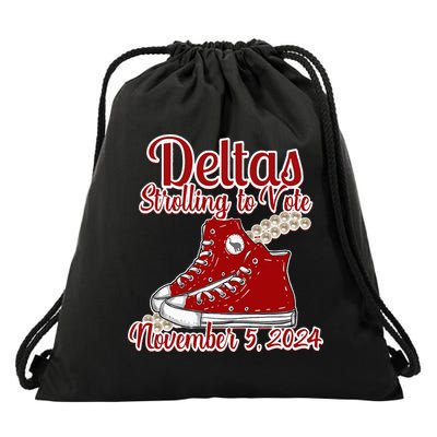 Deltas Strolling To Vote November 5 2024 Chucks And Pearls Drawstring Bag