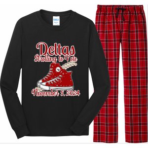 Deltas Strolling To Vote November 5 2024 Chucks And Pearls Long Sleeve Pajama Set