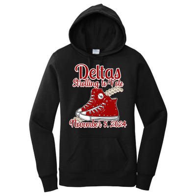 Deltas Strolling To Vote November 5 2024 Chucks And Pearls Women's Pullover Hoodie