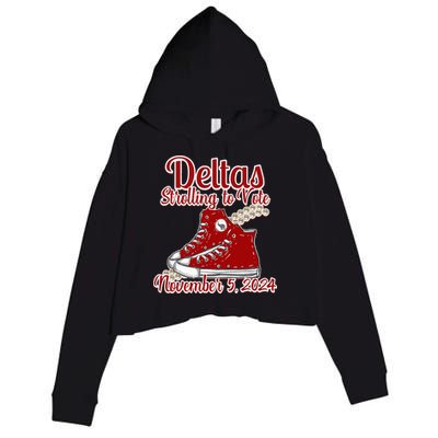 Deltas Strolling To Vote November 5 2024 Chucks And Pearls Crop Fleece Hoodie