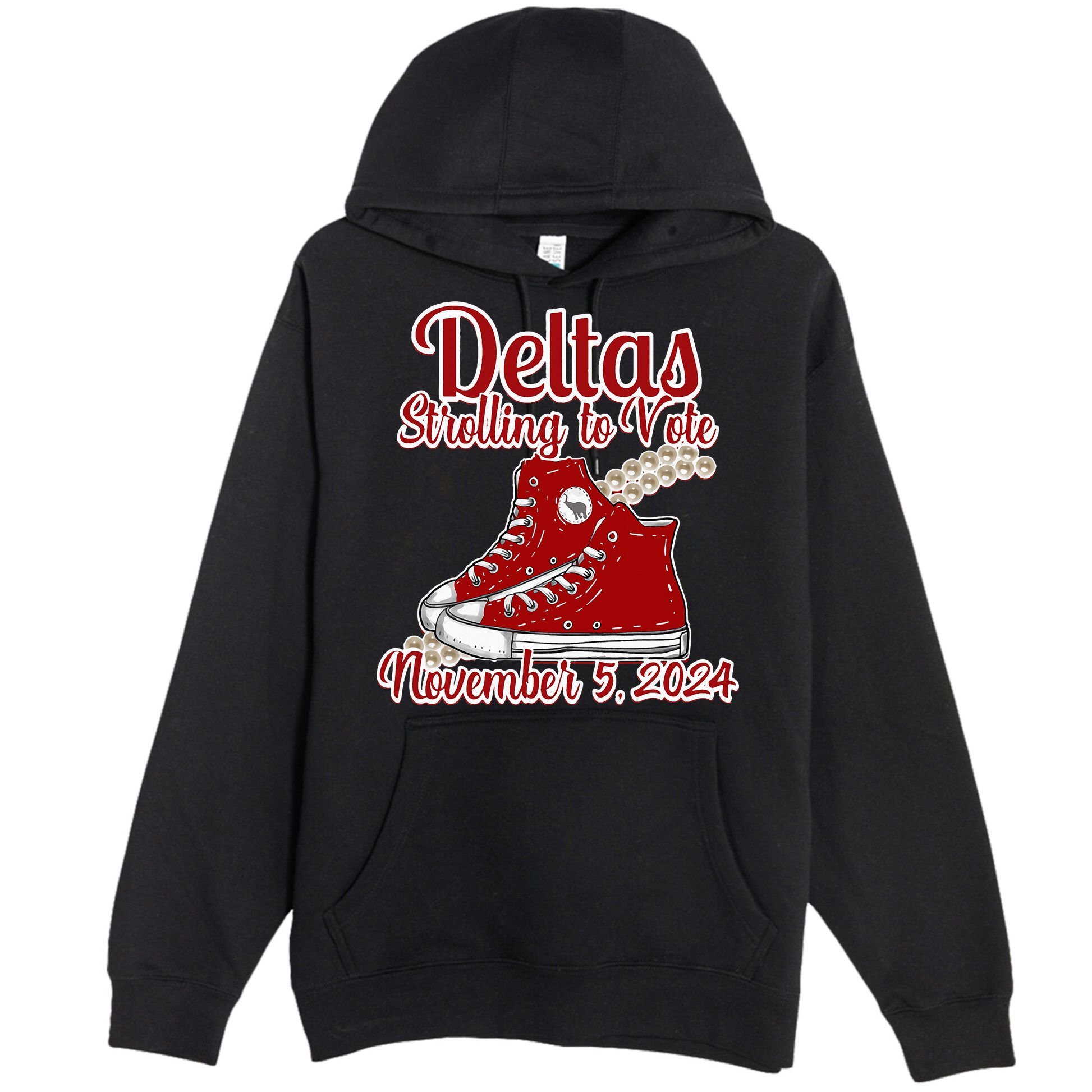 Deltas Strolling To Vote November 5 2024 Chucks And Pearls Premium Pullover Hoodie
