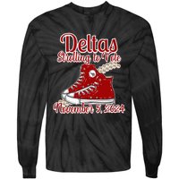 Deltas Strolling To Vote November 5 2024 Chucks And Pearls Tie-Dye Long Sleeve Shirt