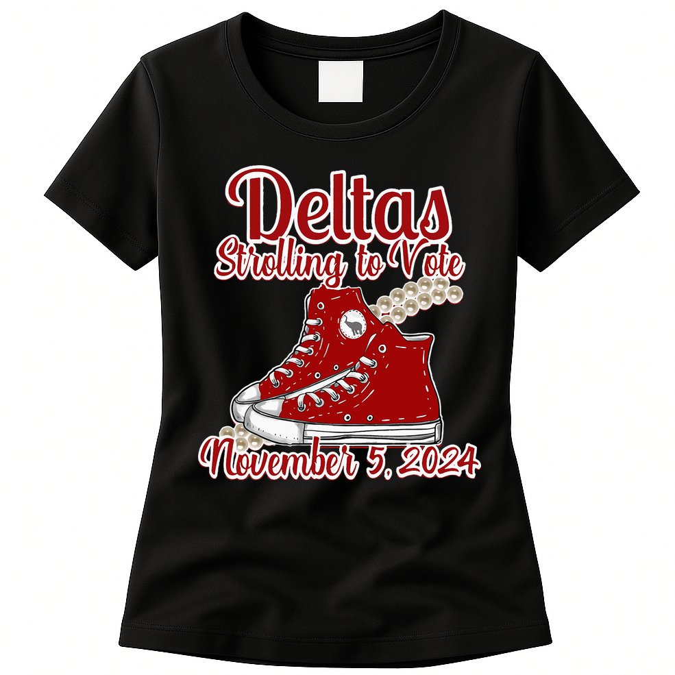 Deltas Strolling To Vote November 5 2024 Chucks And Pearls Womens T-Shirt