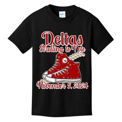 Deltas Strolling To Vote November 5 2024 Chucks And Pearls Kids T-Shirt