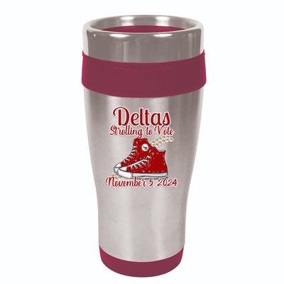 Deltas Strolling To Vote November 5 2024 Chucks And Pearls 16oz Travel Tumbler