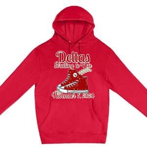 Deltas Strolling To Vote November 5 2024 Chucks And Pearls Premium Pullover Hoodie