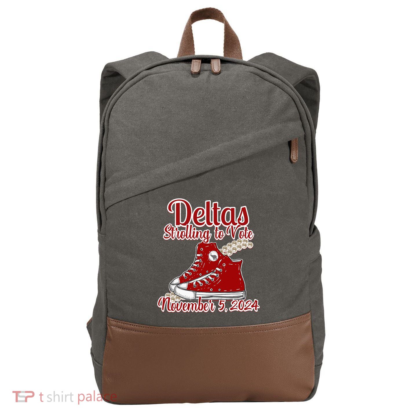 Deltas Strolling To Vote November 5 2024 Chucks And Pearls Cotton Canvas Backpack