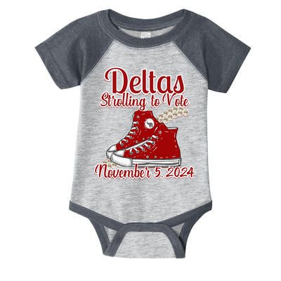 Deltas Strolling To Vote November 5 2024 Chucks And Pearls Infant Baby Jersey Bodysuit