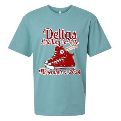 Deltas Strolling To Vote November 5 2024 Chucks And Pearls Sueded Cloud Jersey T-Shirt