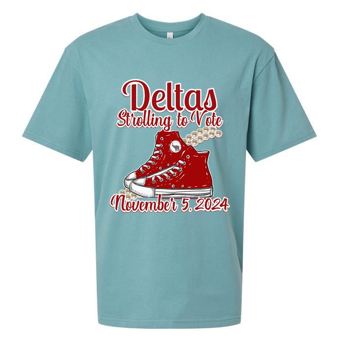 Deltas Strolling To Vote November 5 2024 Chucks And Pearls Sueded Cloud Jersey T-Shirt