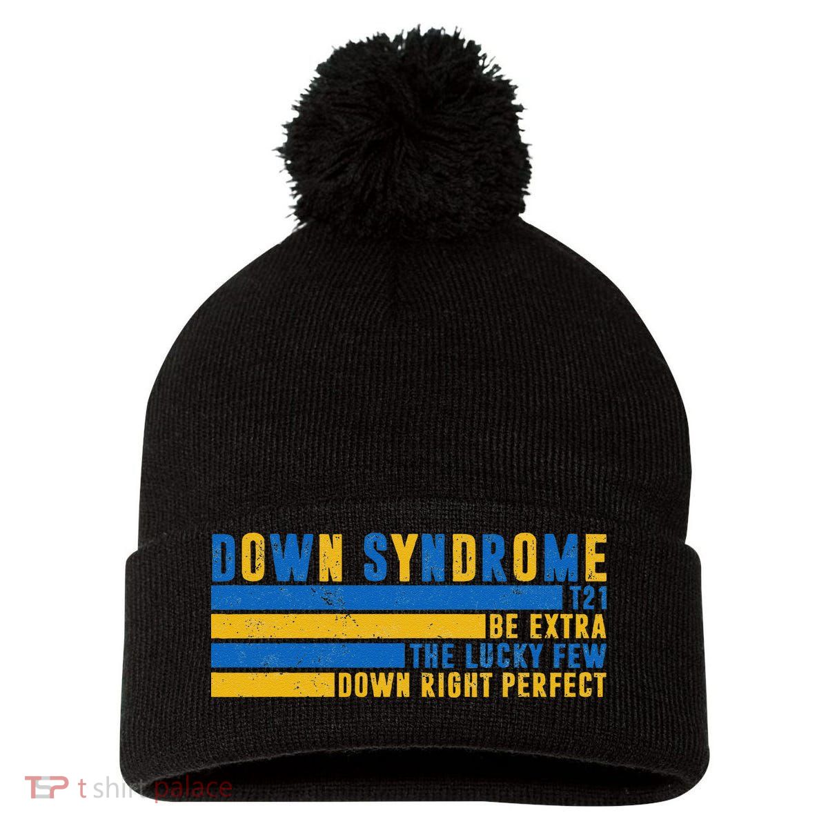 Down Syndrome T21 Be Extra The Lucky Few Down Right Perfect Pom Pom 12in Knit Beanie