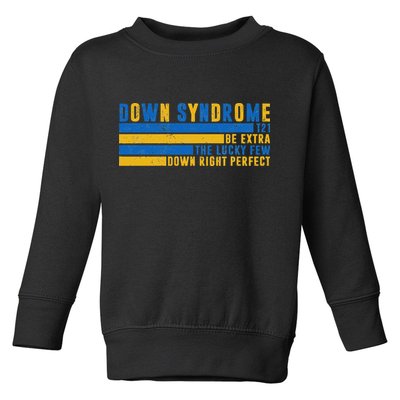 Down Syndrome T21 Be Extra The Lucky Few Down Right Perfect Toddler Sweatshirt