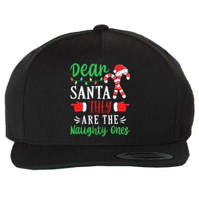 Dear Santa They Are The Naughty Ones Christmas Pajamas Xmas Wool Snapback Cap