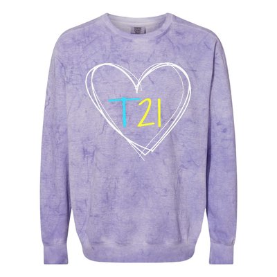 Down Syndrome T21 Awareness For Women With Hearts Colorblast Crewneck Sweatshirt