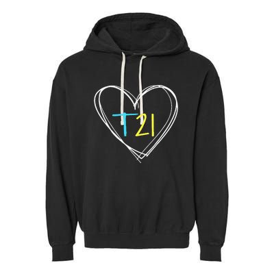 Down Syndrome T21 Awareness For Women With Hearts Garment-Dyed Fleece Hoodie