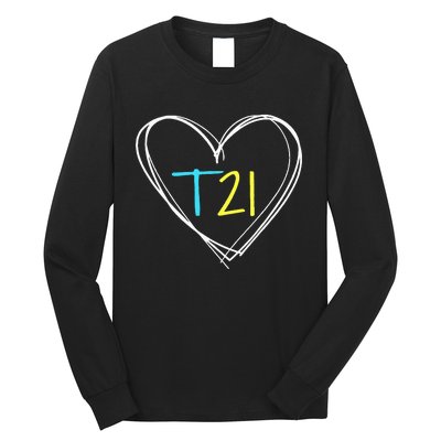 Down Syndrome T21 Awareness For Women With Hearts Long Sleeve Shirt