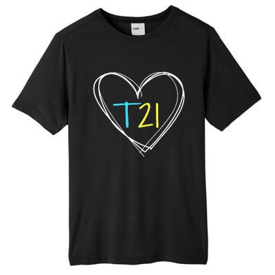 Down Syndrome T21 Awareness For Women With Hearts Tall Fusion ChromaSoft Performance T-Shirt