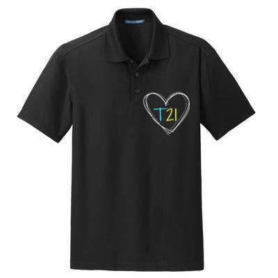 Down Syndrome T21 Awareness For Women With Hearts Dry Zone Grid Polo