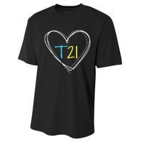 Down Syndrome T21 Awareness For Women With Hearts Performance Sprint T-Shirt