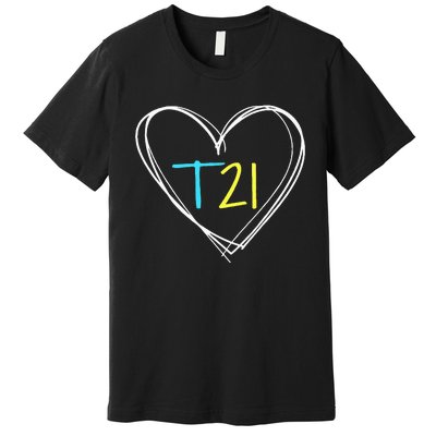 Down Syndrome T21 Awareness For Women With Hearts Premium T-Shirt