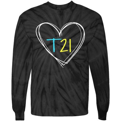 Down Syndrome T21 Awareness For Women With Hearts Tie-Dye Long Sleeve Shirt