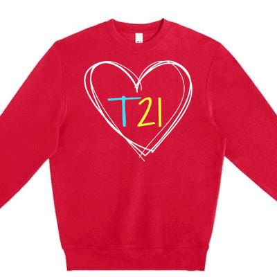 Down Syndrome T21 Awareness For Women With Hearts Premium Crewneck Sweatshirt