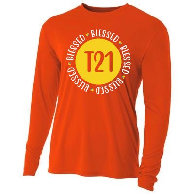 Down Syndrome T21 Blessed Awareness Cooling Performance Long Sleeve Crew