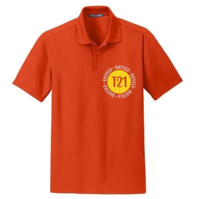 Down Syndrome T21 Blessed Awareness Dry Zone Grid Polo