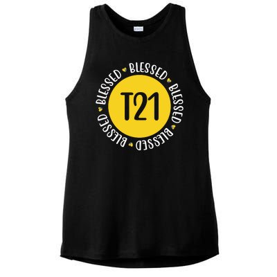 Down Syndrome T21 Blessed Awareness Ladies PosiCharge Tri-Blend Wicking Tank