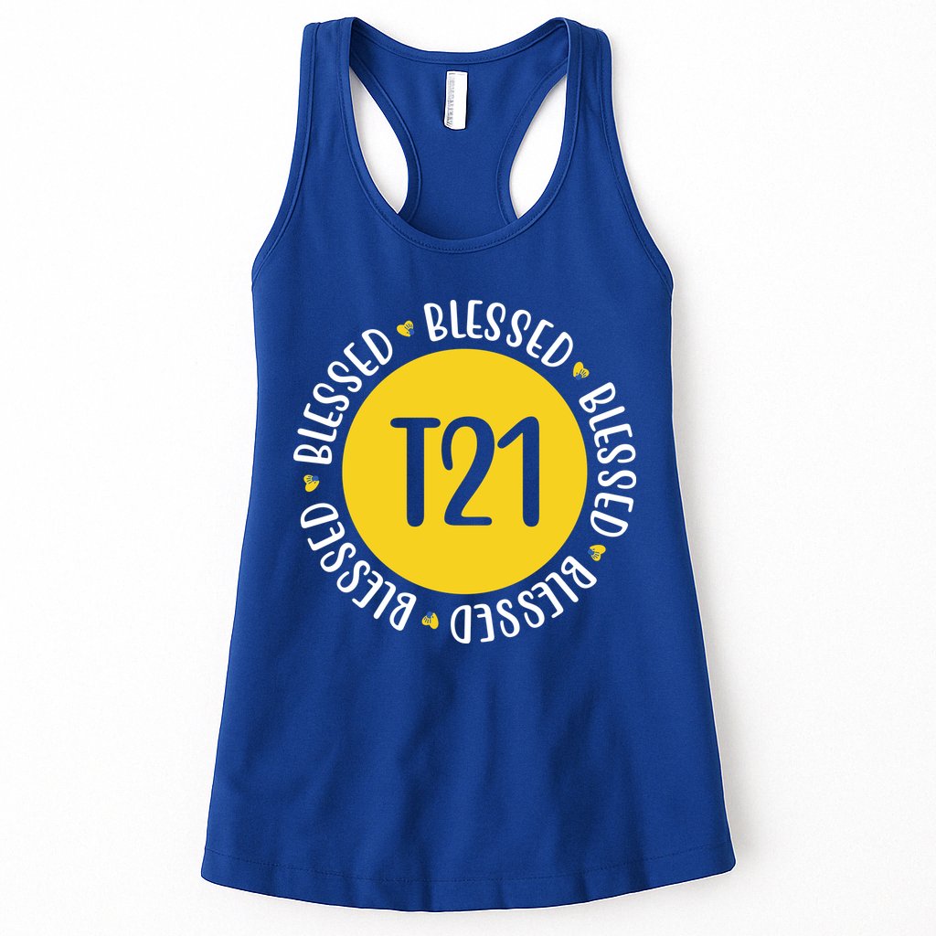 Down Syndrome T21 Blessed Awareness Womens Tank Top