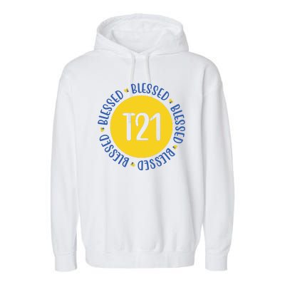 Down Syndrome T21 Blessed Awareness Garment-Dyed Fleece Hoodie