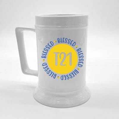 Down Syndrome T21 Blessed Awareness Beer Stein