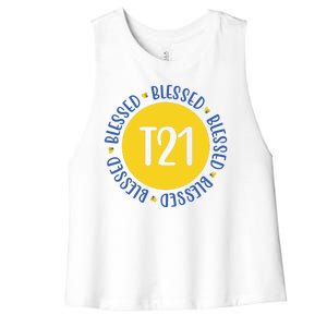 Down Syndrome T21 Blessed Awareness Women's Racerback Cropped Tank