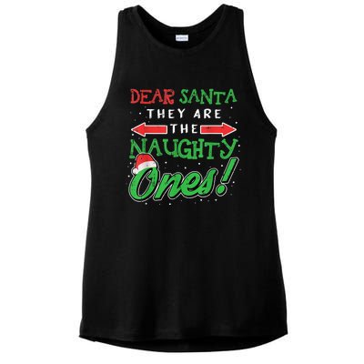 Dear Santa They Are The Naughty Ones Funny Christmas Ladies PosiCharge Tri-Blend Wicking Tank