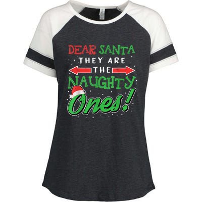 Dear Santa They Are The Naughty Ones Funny Christmas Enza Ladies Jersey Colorblock Tee