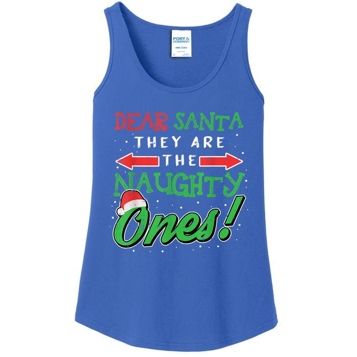 Dear Santa They Are The Naughty Ones Funny Christmas Ladies Essential Tank