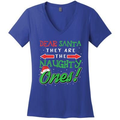 Dear Santa They Are The Naughty Ones Funny Christmas Women's V-Neck T-Shirt