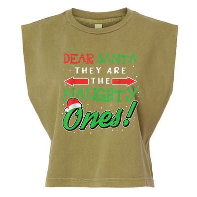 Dear Santa They Are The Naughty Ones Funny Christmas Garment-Dyed Women's Muscle Tee