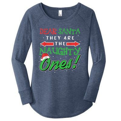 Dear Santa They Are The Naughty Ones Funny Christmas Women's Perfect Tri Tunic Long Sleeve Shirt