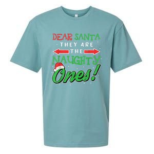 Dear Santa They Are The Naughty Ones Funny Christmas Sueded Cloud Jersey T-Shirt