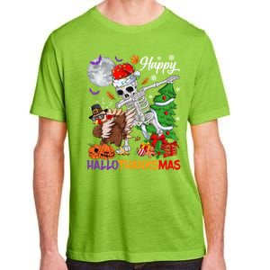 Dabbing Skeleton Turkey Christmas Tree Happy Hallothanksmas Gift Adult ChromaSoft Performance T-Shirt