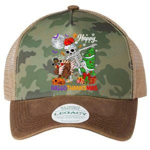 Dabbing Skeleton Turkey Christmas Tree Happy Hallothanksmas Gift Legacy Tie Dye Trucker Hat