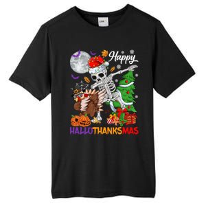 Dabbing Skeleton Turkey Christmas Tree Happy Hallothanksmas Gift Tall Fusion ChromaSoft Performance T-Shirt