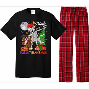 Dabbing Skeleton Turkey Christmas Tree Happy Hallothanksmas Gift Pajama Set