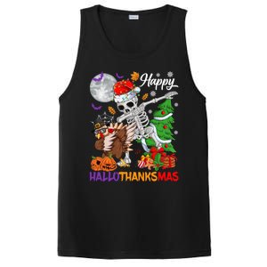 Dabbing Skeleton Turkey Christmas Tree Happy Hallothanksmas Gift PosiCharge Competitor Tank